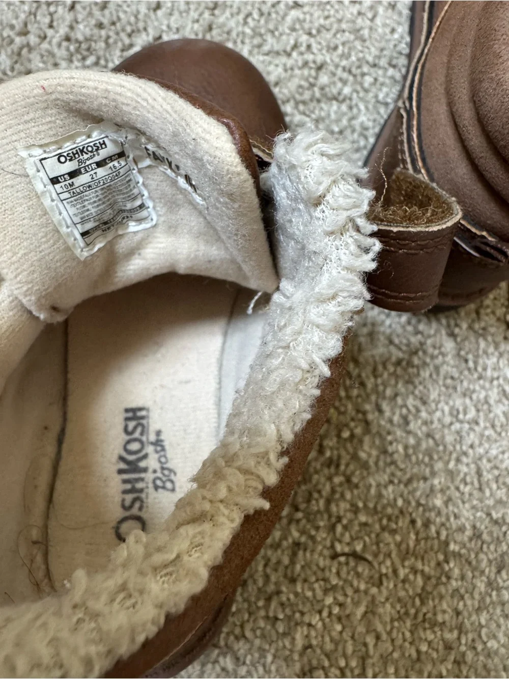 OshKosh B'gosh Brown Faux-Sherpa Lined Kids Boots